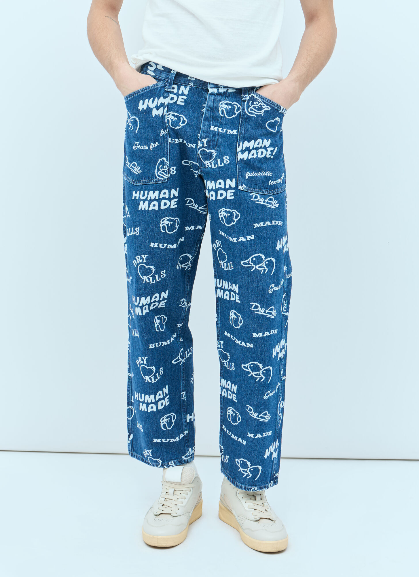 Shop Human Made Printed Jeans In Blue