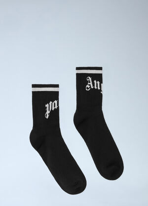 Palm Angels Curved Logo Track Socks Black pma0162035