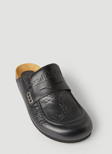JW anderson 凹印徽标格子穆勒鞋 黑色 jwa0148003