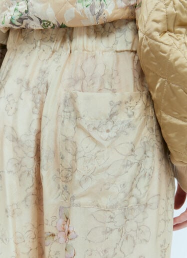 Dries Van Noten Floral Print Silk Pants Beige dvn0254011