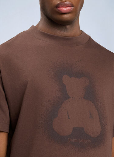 LN-CC® - Palm Angels: Spray Bear T-Shirt - Brown Palm Angels Spray Bear T-Shirt Brown pma0164110