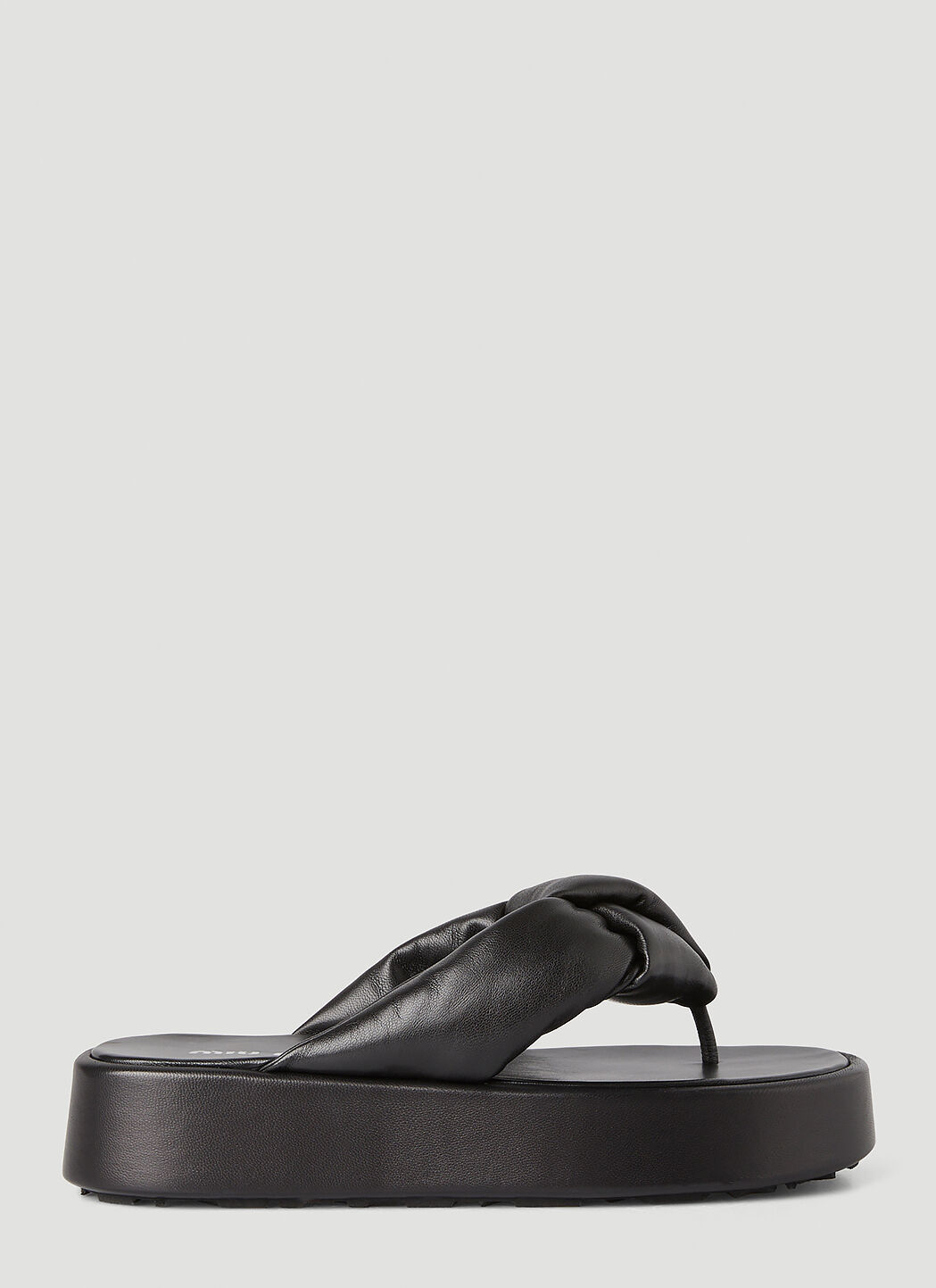 Miu Miu Leather Flatform Sandals in Black LN CC
