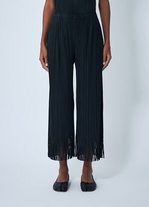 Pleats Please Issey Miyake Fringe Pleated Pants Black plp0262008