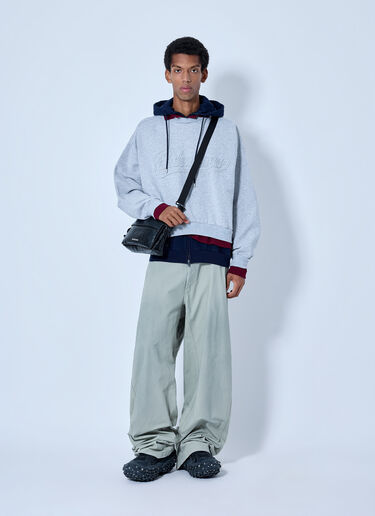Balenciaga Layered Hoodie with Embroidered Logo Grey bal0165005