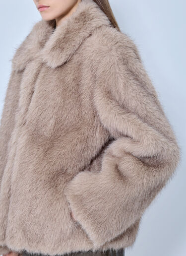 LN-CC® - Max Mara: Shawl Collar Faux Fur Jacket - Beige Max Mara Shawl Collar Faux Fur Jacket Beige max0265219