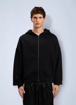Palm Angels Back Curved Logo Zip Hoodie Black pma0164043