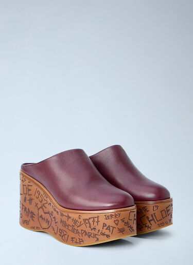 LN-CC® - Chloé: Maxime Wedge Mules - Burgundy Chloé Maxime Wedge Mules Burgundy chl0265030