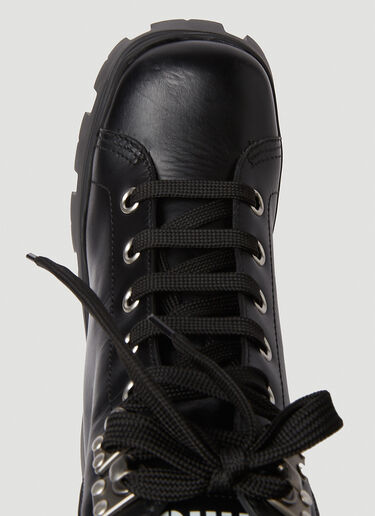 Miu Miu Platform Lace Up Boots Black miu0250056