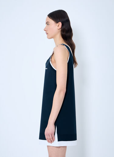 Miu Miu Knit And Poplin Mini Dress Blue miu0259001