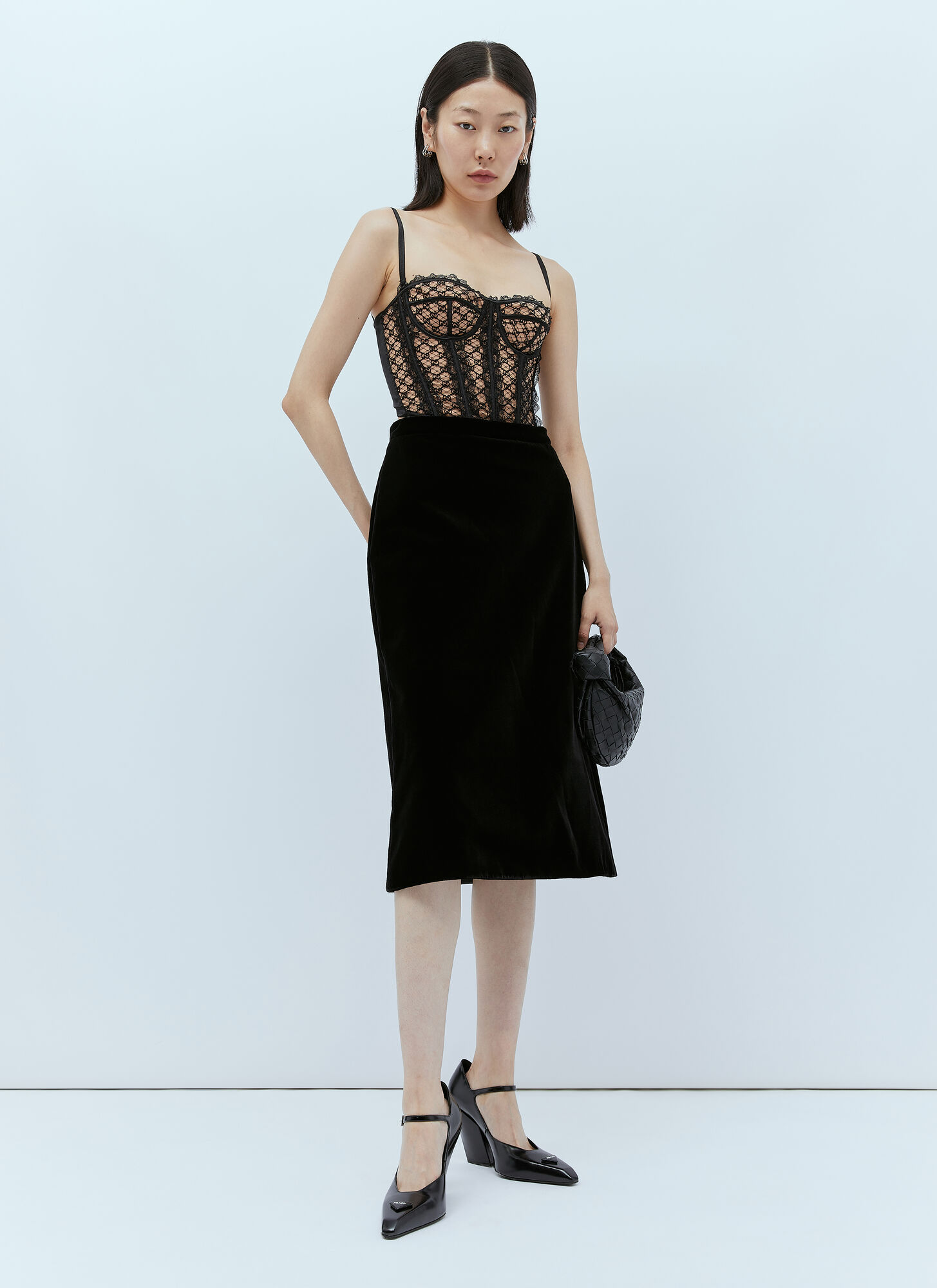 Shop Gucci Velvet A-line Skirt In Black
