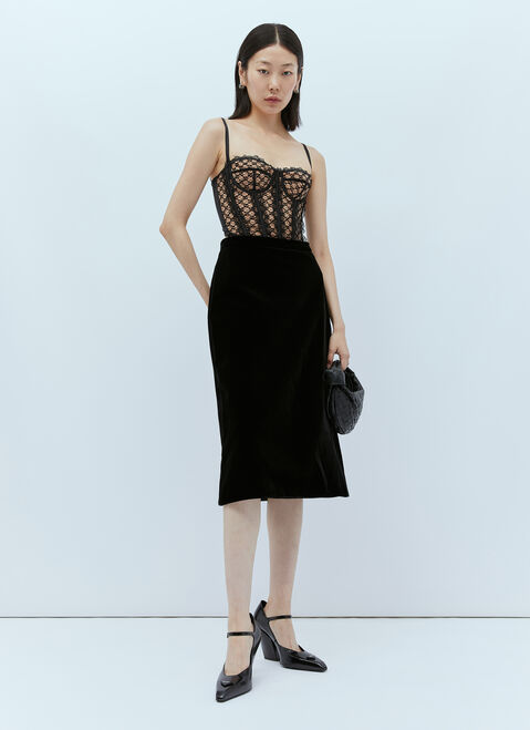 Gucci Velvet A-Line Skirt Black guc0253265