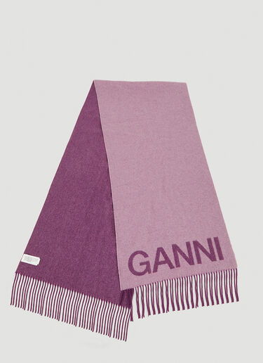 GANNI ロゴ フリンジマフラー ピンク gan0247066