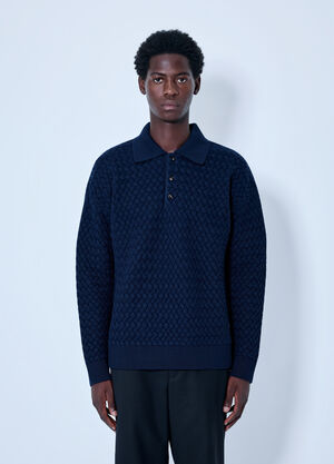 Bottega Veneta Lightweight Wool Intrecciato Sweater Blue bov0165015