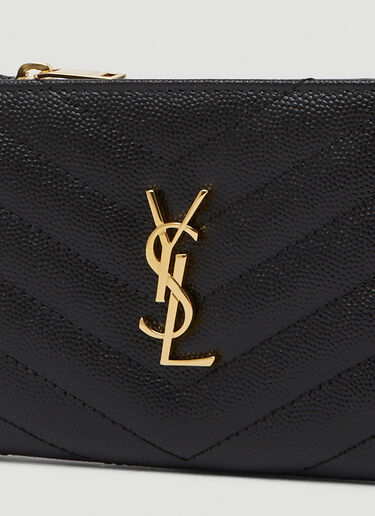 Saint Laurent Quilted Logo Plaque Wallet Black sla0249190