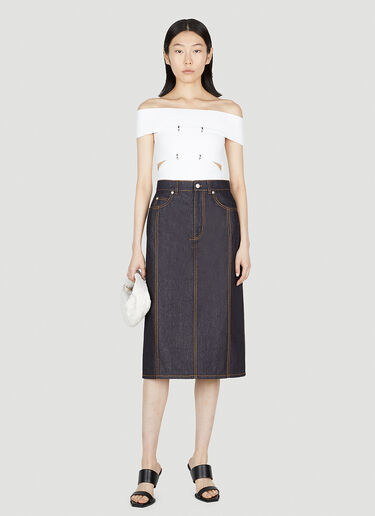 Alexander McQueen Contrast Stitching Denim Skirt Blue amq0252022