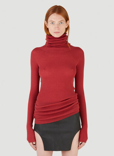 Rick Owens Turtleneck Ribbed-Knit Top Red ric0245027
