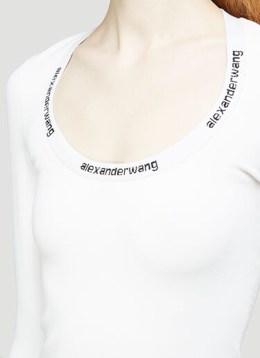 Alexander Wang Logo Long-Sleeved Top White awg0243019