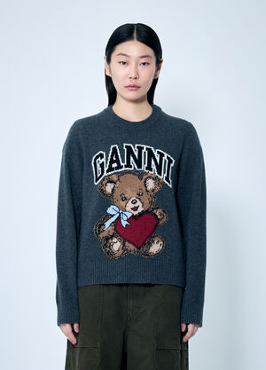 GANNI Graphic Bear Sweater Grey gan0259048