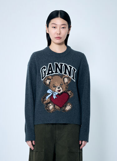 GANNI Graphic Bear Sweater Grey gan0259048