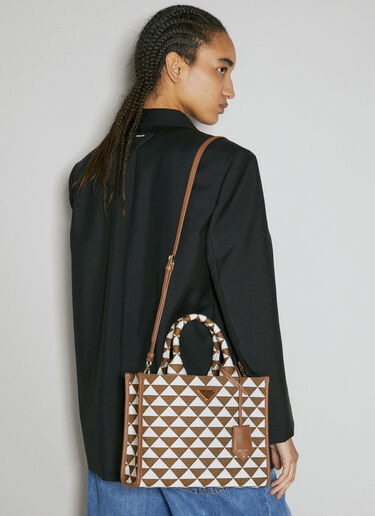 Prada Small Symbole Embroidered Handbag Brown pra0253012