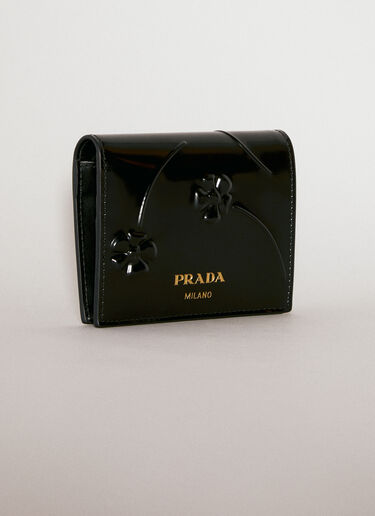 Prada Flower Embossed Bi-Fold Wallet Black pra0254052