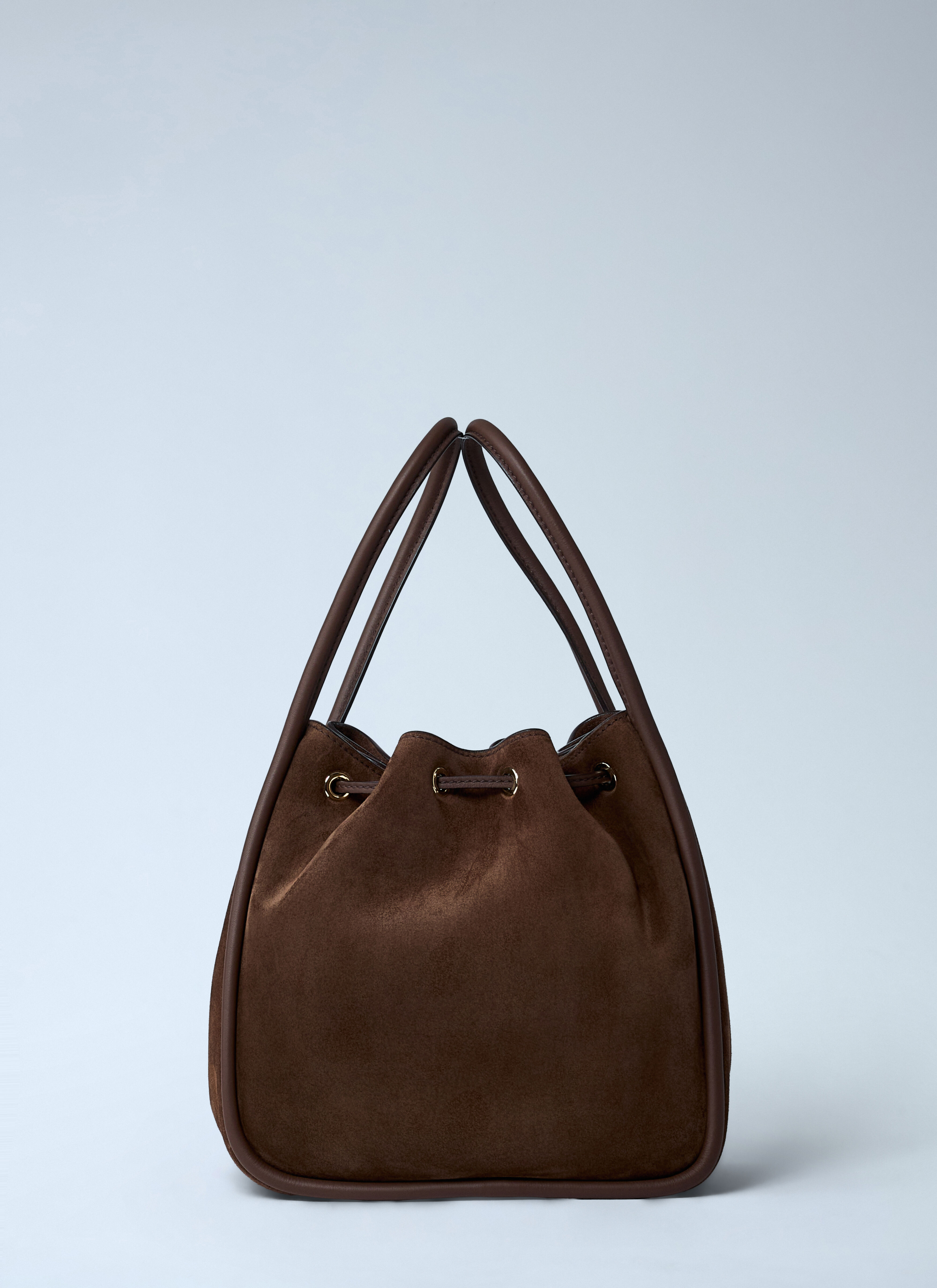 Prada Women's' Suede Logo Plaque Handbag in Brown | LN-CC®