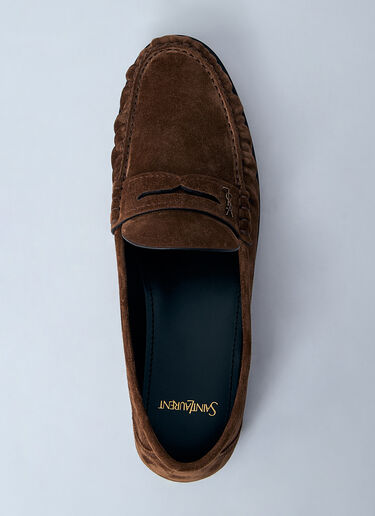 Saint Laurent Laurent Suede Loafers Brown sla0159014