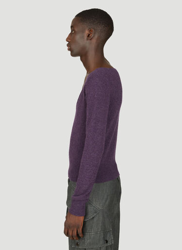 Dries Van Noten Wool V Neck Sweater Purple dvn0156027