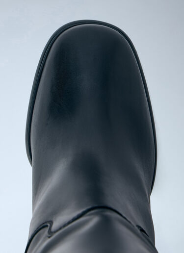 Prada Block Heel Leather Boots Black pra0265015