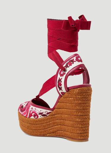 Dolce & Gabbana Printed Brocade Wedge Sandals Pink dol0253023