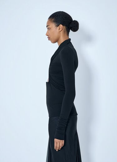 LN-CC® - Rick Owens: Jersey LS Prong Top - Black Rick Owens Jersey LS Prong Top Black ric0265031