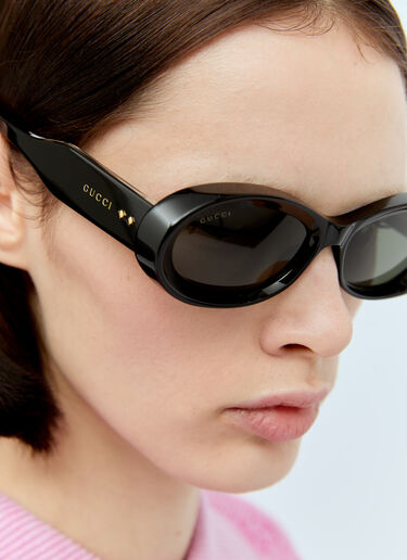 Gucci Oval-Frame Sunglasses Black gus0256007