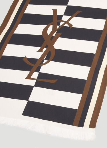 Saint Laurent Graphic Print Scarf White sla0151105