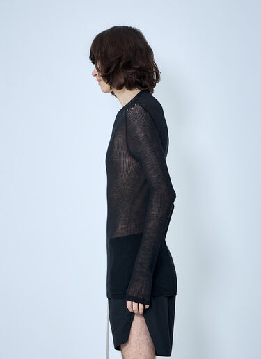 Rick Owens Sheer Knit Long Sleeve Top Black ric0164002