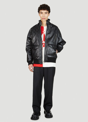 Black GG-embossed leather bomber jacket, Gucci