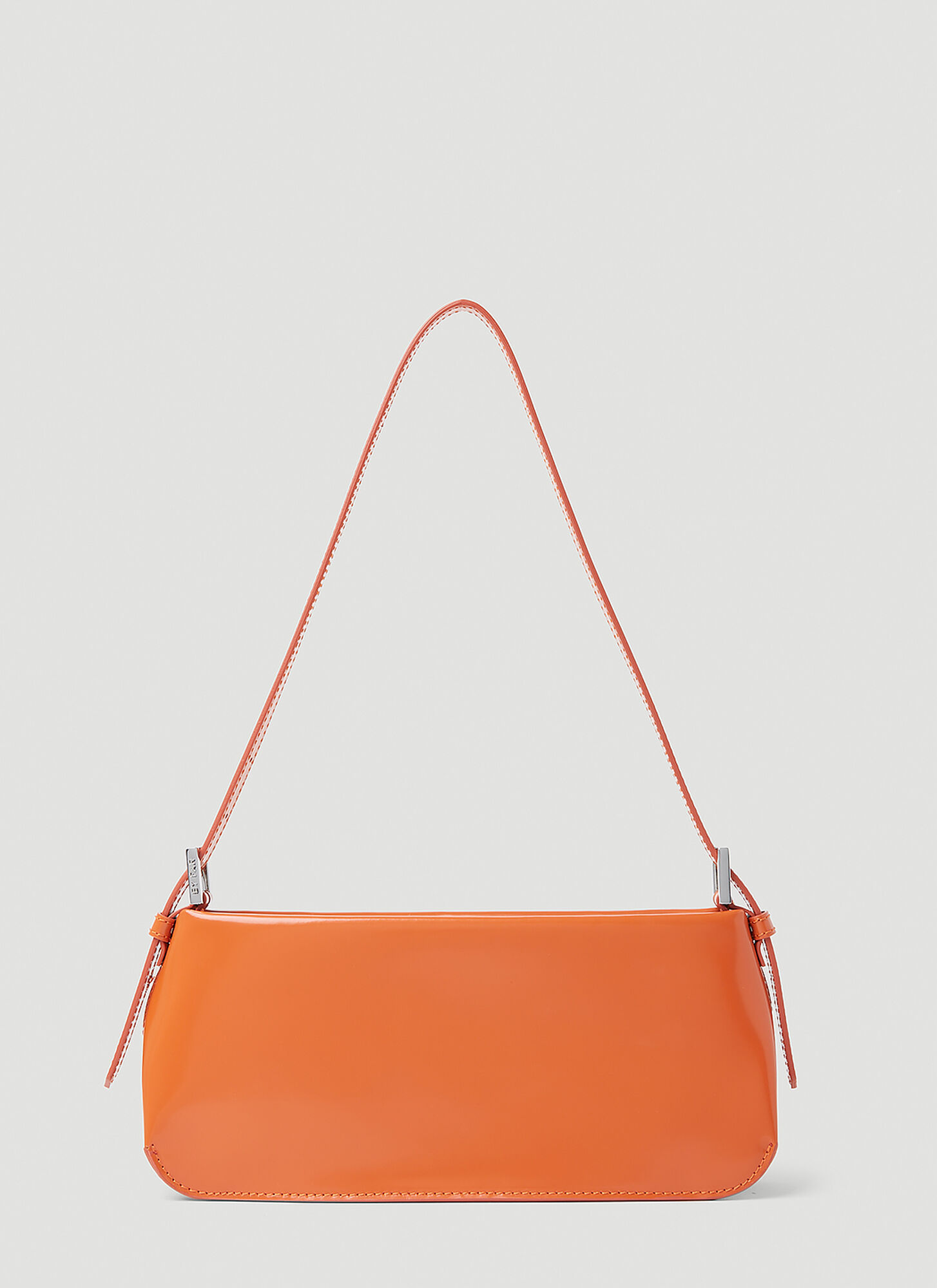 Shop By Far Dulce Semi Patent Leather Shoulder Bag In Orange