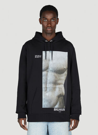 Balmain Statue Print Hooded Sweatshirt Black bln0152001