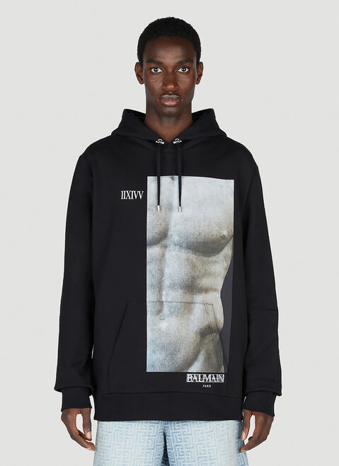 The Elder Statesman Statue Print Hooded Sweatshirt Green tes0150001