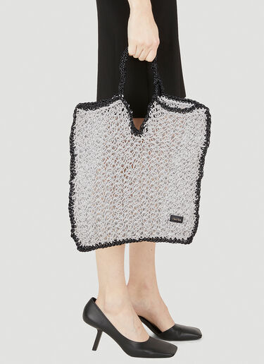 Max Mara Fillet Woven Tote Bag White max0248011