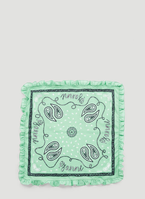 GANNI Ruffled Printed Bandana Pink gan0251071