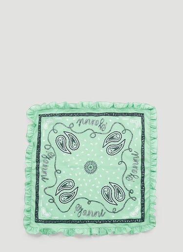 Ruffled Printed Bandana GANNI Ruffled Printed Bandana Green gan0251043