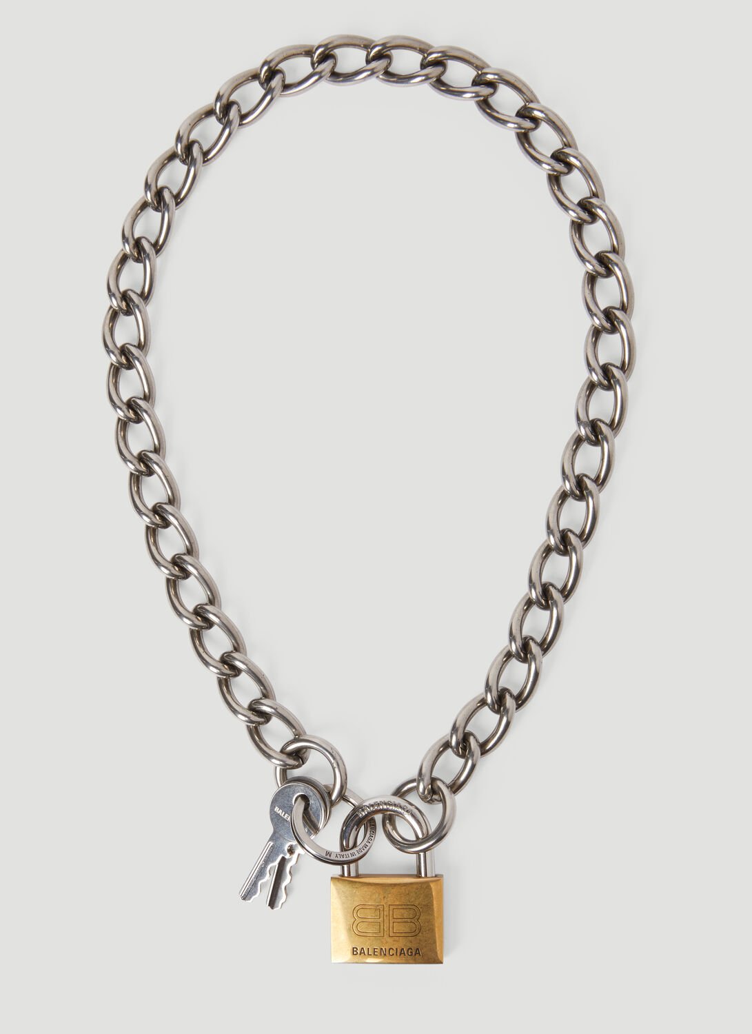 Shop Balenciaga Locker Necklace In Silver