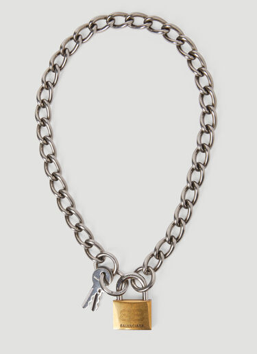 Balenciaga Locker Necklace Silver bal0255084