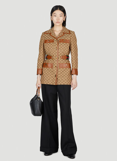 GG Monogram Belted Jacket Gucci GG Monogram Belted Jacket Brown guc0253059