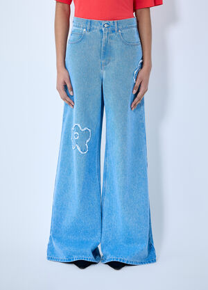 Marni Denim Jeans With Flower Motif Black mni0259003