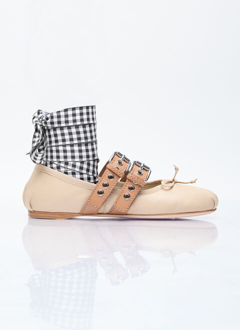 The Row Ballerina Flats With Buckle Straps Brown row0255010