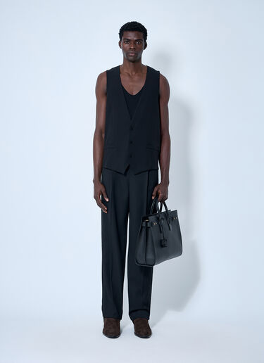Saint Laurent Silk Crepe Waistcoat Black sla0160004