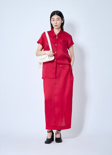 Khaite Lucian Silk Organza Maxi Skirt Red kha0260004