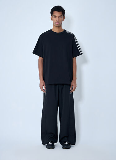 Y-3 Striped Shoulder Cotton T-Shirt Black yyy0364027