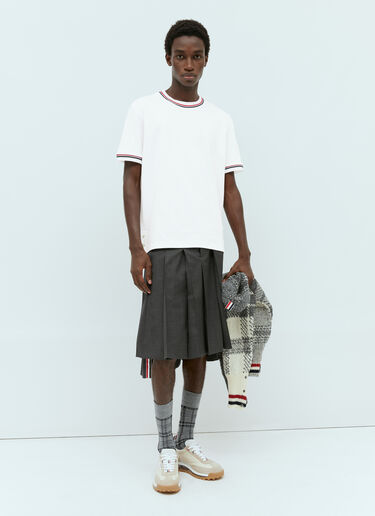 Thom Browne 스트라이프 트리밍 티셔츠 화이트 thb0154003